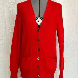 J. Crew red orange cashmere cardigan size L Large - not perfect